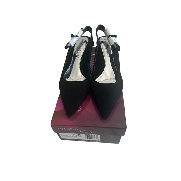 EASY STREET Black Lamy Fabric Slingback Bow Kitten Heels Size 8 NEW NIB - Picture 9 of 9